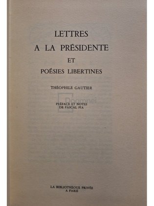 Lettres a la presidente et poesies libertines