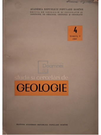 Al. Codarcea - Studii si cercetari de geologie 4, vol. V - 1960 - Brosata