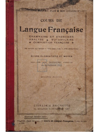 Ch. Maquet - Cours de langue francaise - Editie interbelica - Cartonata