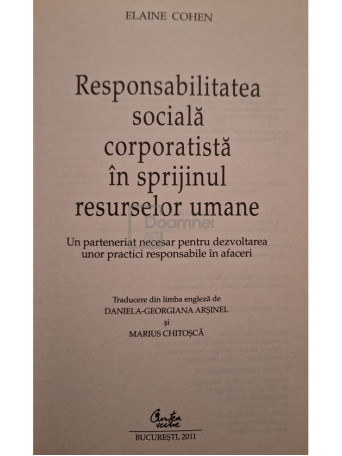 Elaine Cohen - Responsabilitatea sociala corporatista in sprijnul resurselor umane - 2011 - Cartonata