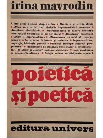 Irina Mavrodin - Poietica si poetica - 1982 - Brosata