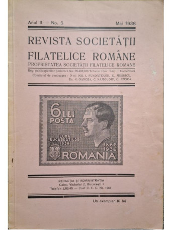 I. Fundateanu - Revista Societatii Filatelice Romane, anul II, nr. 5 - 1938 - Brosata