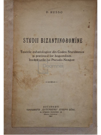 D. Russo - Studii bizantino-romane - 1907 - Brosata