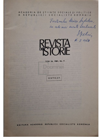 Revista de istorie, tomul 34, 1981, nr. 9 (semnata) - 1981 - Brosata