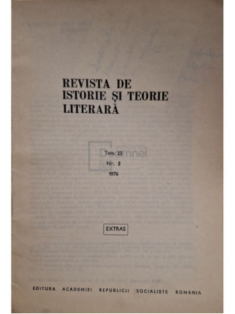 Revista de istorie si teorie literara, tom 25, nr. 2 (semnata) - 1976 - Brosata