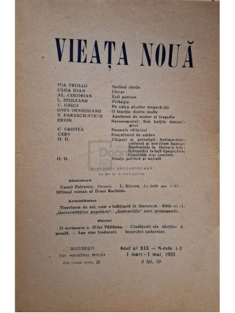 Vieata noua, anul XIX, nr. 1-3 - 1923 - Brosata