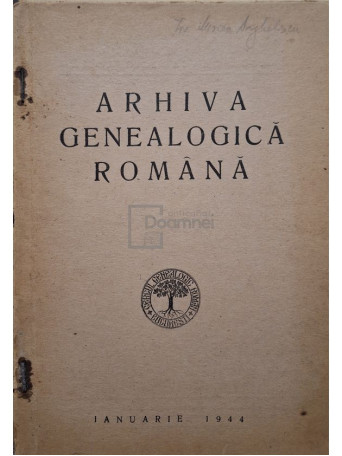 George D. Florescu - Arhiva genealogica romana - 1944 - Brosata