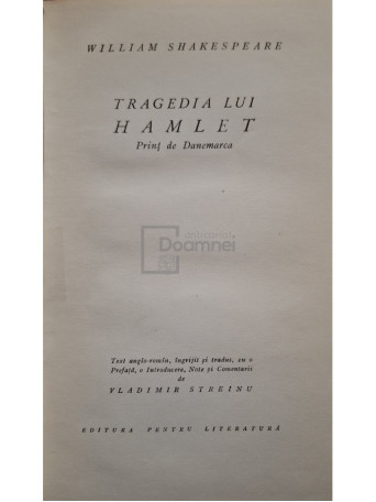 William Shakespeare - Tragedia lui Hamlet - Print de Danemarca - 1965 - Cartonata