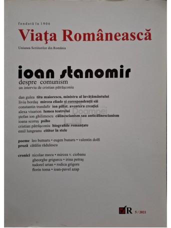 Nicolae Prelipceanu (ed.) - Viata Romaneasca, anul CXVI (116) - nr. 5, mai 2021 - 2021 - Brosata