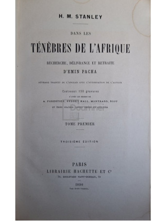 H. M. Stanley - Dans les tenebres de L'Afrique, tome premier - 1890 - Cartonata