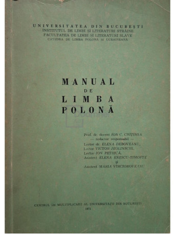 Ion C. Chitimia - Manual de limba polona - 1971 - Brosata (paperback)