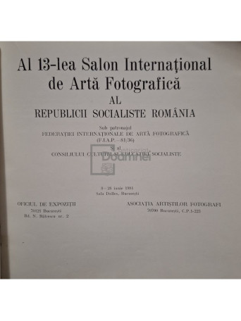 Al 13-lea Salon International de Arta Fotografica al Republicii Socialiste Romania - 1981 - Brosata