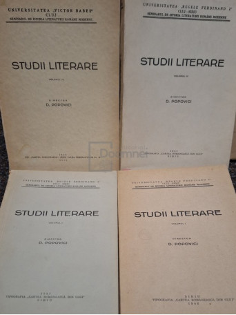 D. Popovici - Studii literare, 4 vol. - 1942 / 1943 / 1944 / 1948 - Brosata