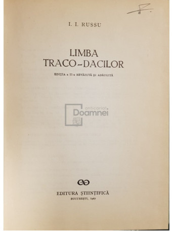 I. I. Russu - Limba traco-dacilor (ed. II) - 1967 - Cartonata