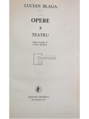 Lucian Blaga - Opere, vol. 5 - Teatru - 1977 - Cartonata