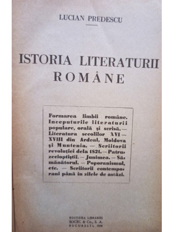 Istoria literaturii romane, editia I