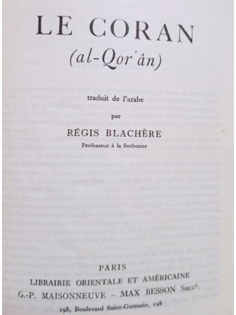 Regis Blachere (trad.) - Le Coran (al-Qor'an)