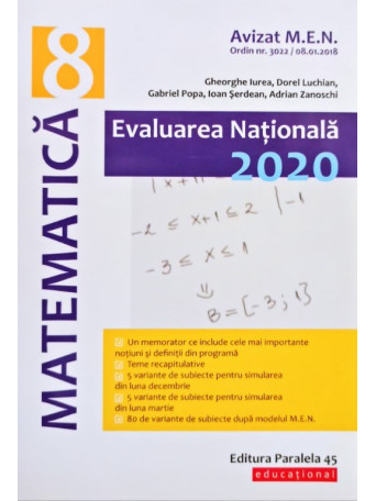 Gheorghe Iurea - Evaluarea Nationala 2020 - Matematica clasa a VIII-a - 2020 - brosata