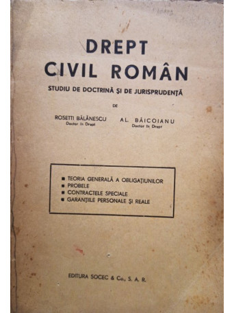 Drept civil roman. Studiu de doctrina si de jurisprudenta, vol. II