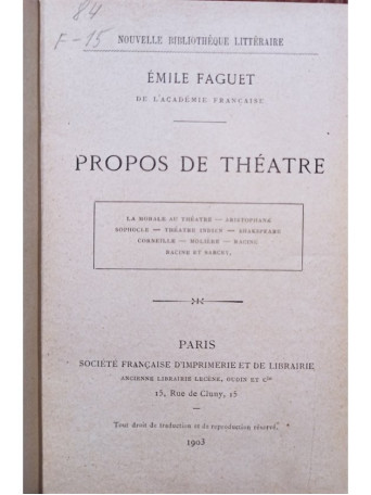 Propos de theatre