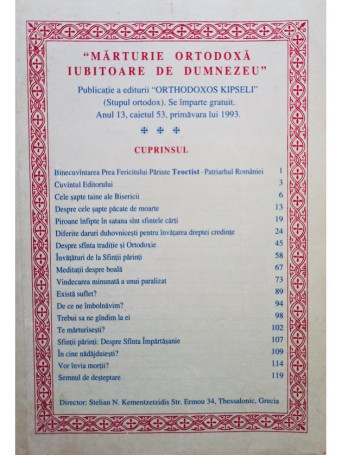 Marturie Ortodoxa iubitoare de Dumnezeu - 1993 - Brosata