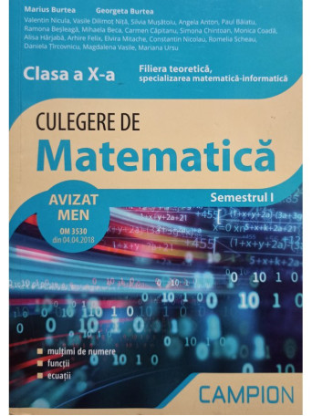 Culegere de matematica clasa a X-a, semestrul I