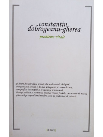 Constantin Dobrogeanu-Gherea - Probleme vitale - 2011 - Brosata