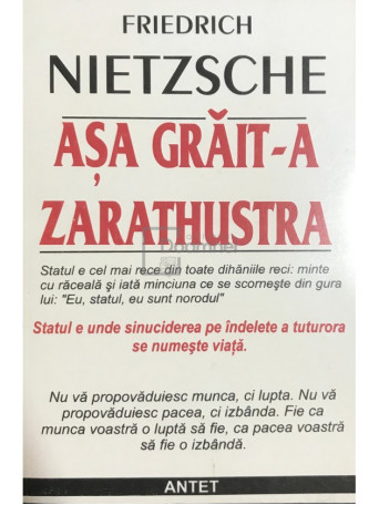 Friedrich Nietzsche - Asa grait-a Zarathustra - 1996 - Brosata