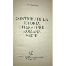 Contributii la istoria literaturii romane vechi