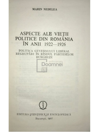 Aspecte ale vietii politice din Romania in anii 1922-1926