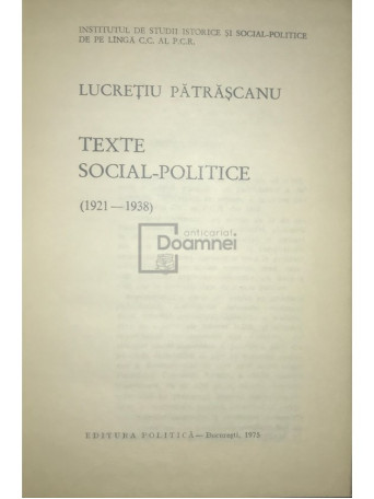 Texte social-politice 1921-1938