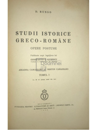 Studii istorice greco-romane, 2 vol.