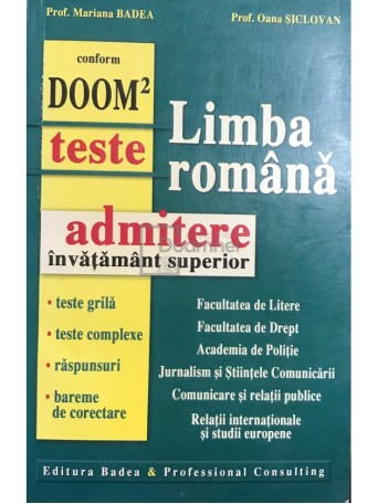 Limba romana - Teste pentru admiterea in invatamantul superior