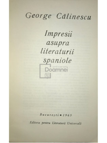 Impresii asupra literaturii spaniole