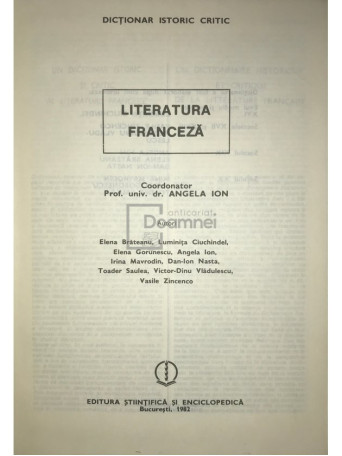 Literatura franceza - Dictionar istoric critic