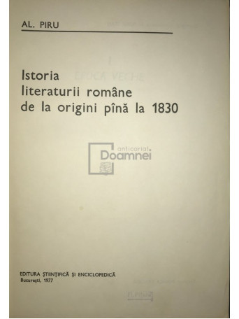 Istoria literaturii romane de la origini pana la 1830