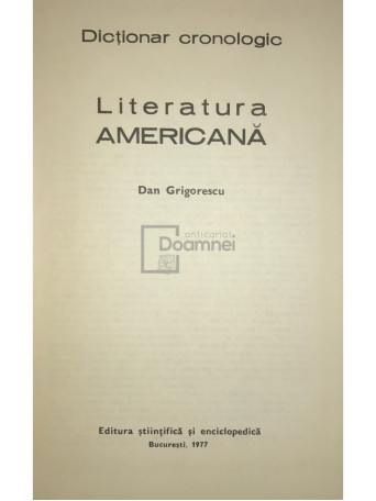 Dictionar cronologic - Literatura americana