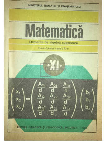 Matematica - Elemente de algebra superioara - Manual pentru clasa a XI-a