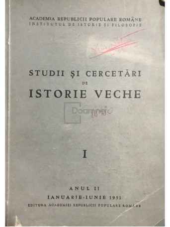 Studii si cercetari de istorie veche, vol. 1, anul II