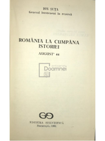 Romania la cumpana istoriei