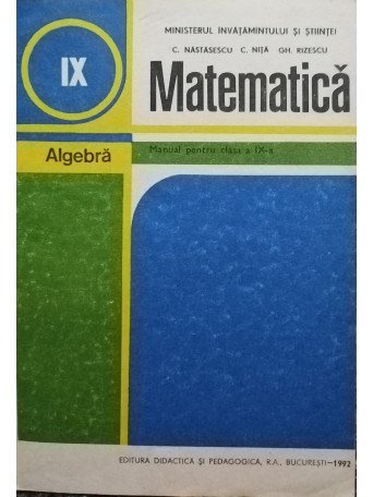 Matematica. Manual pentru clasa a IX-a