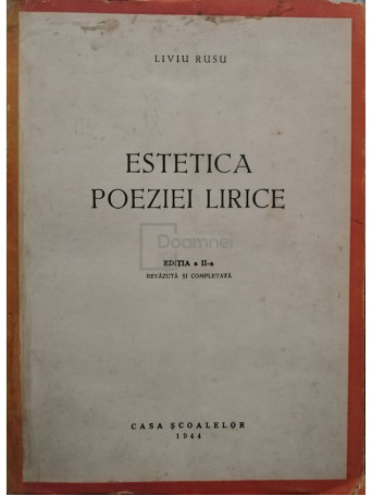 Estetica poeziei lirice, editia a II-a