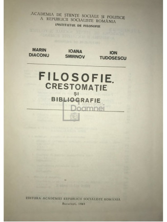 Filosofie. Crestomatie si bibliografie