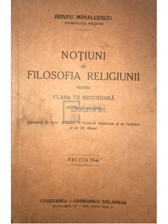 Notiuni de filosofia religiunii pentru clasa VII secundara (ed. VI)