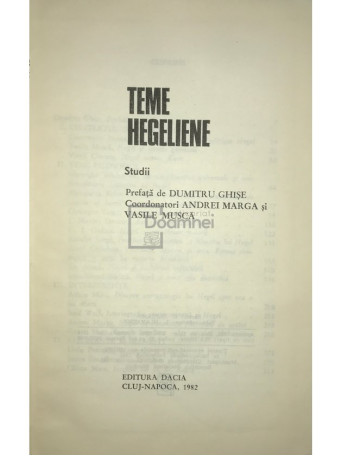 Andrei Marga - Teme hegeliene - 1982 - Cartonata