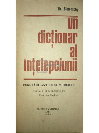 Th. Simenschy - Un dictionar al intelepciunii - 1979