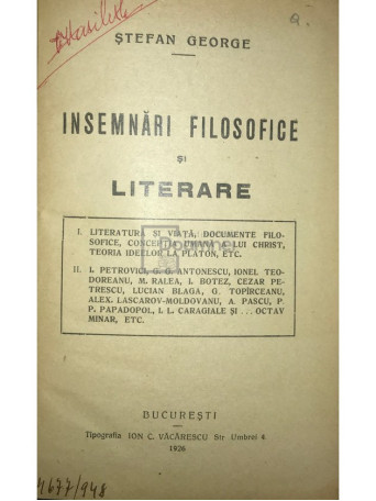 Insemnari filosofice si literare