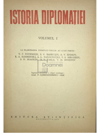 V. P. Potemkin - Istoria diplomatiei, vol. 1 - 1962 - Cartonata