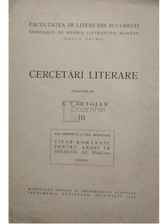 Cercetari literare, vol. 3