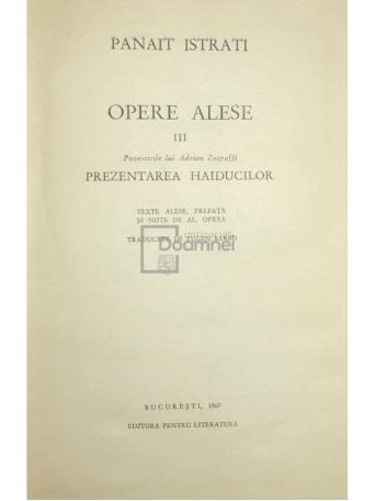 Opere alese, vol. 3 - Prezentarea haiducilor